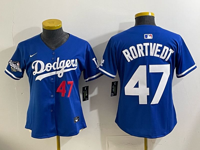 Youth 2025 Los Angeles Dodgers #47 Rortvedt Blue Game Nike MLB Jersey style 006